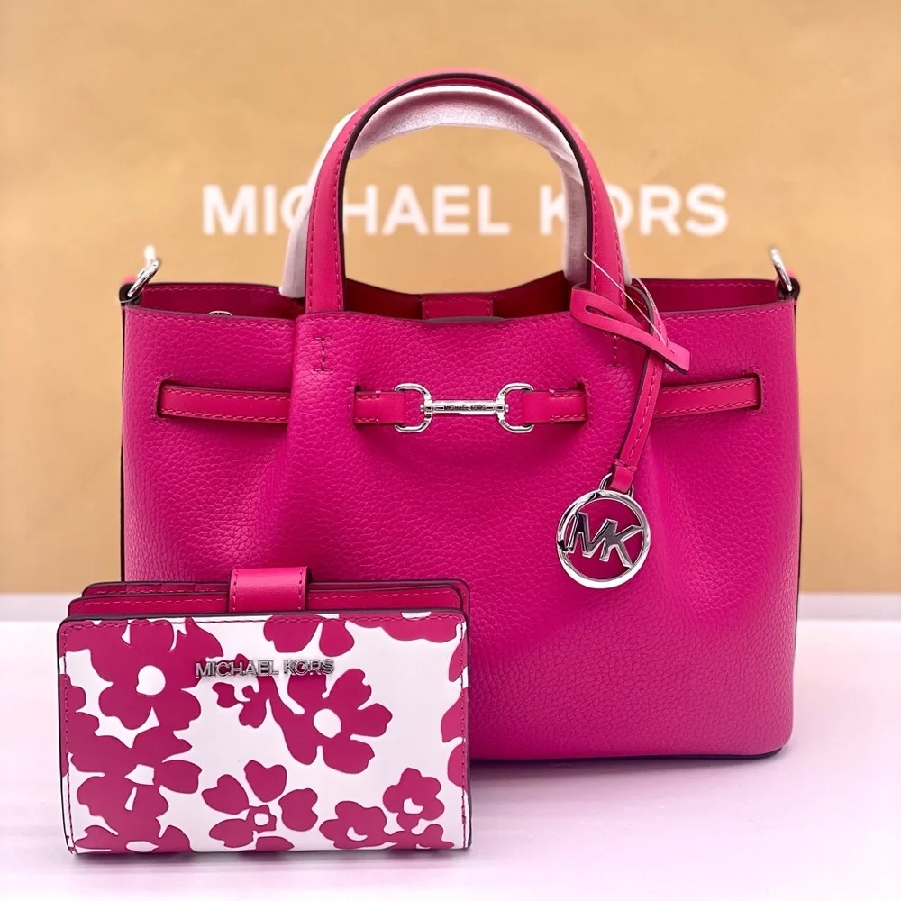 Michael Kors Carson Small Leather Satchel Crossbody and Wallet Set